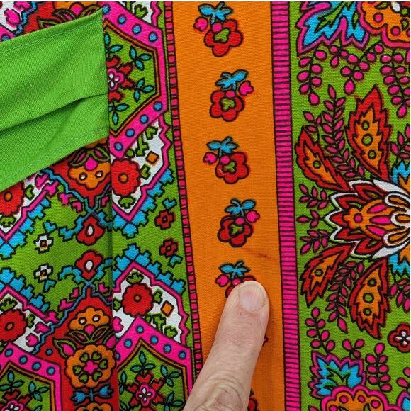 Vintage 1960's 70's Mod DESIGN HOUSE Japan Neon Psychedelic Paisley Apron Dress - Picture 12 of 12